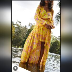 HEMANT & NANDITA Vibrant Yellow Floral 2 Peices Set